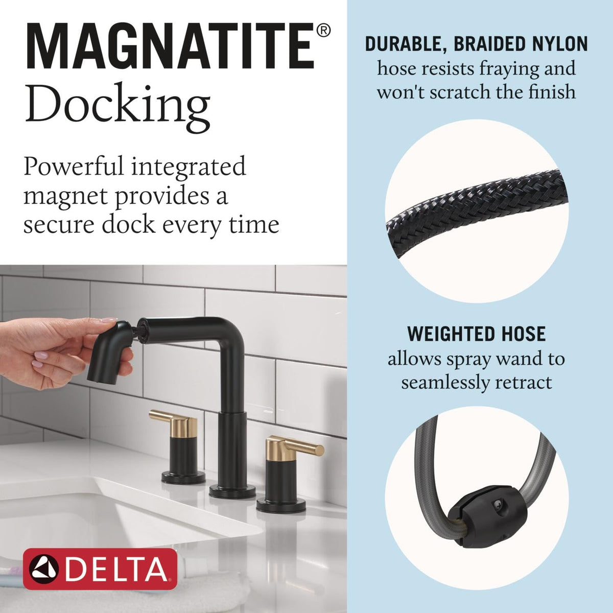 Delta Nicoli Brushed Gold Faucet 3 Hole, 8 Inch Widespread Bathroom Sink Faucet for Vanity, Push-Pop Drain Assembly, Champagne Bronze 35849LF-CZ