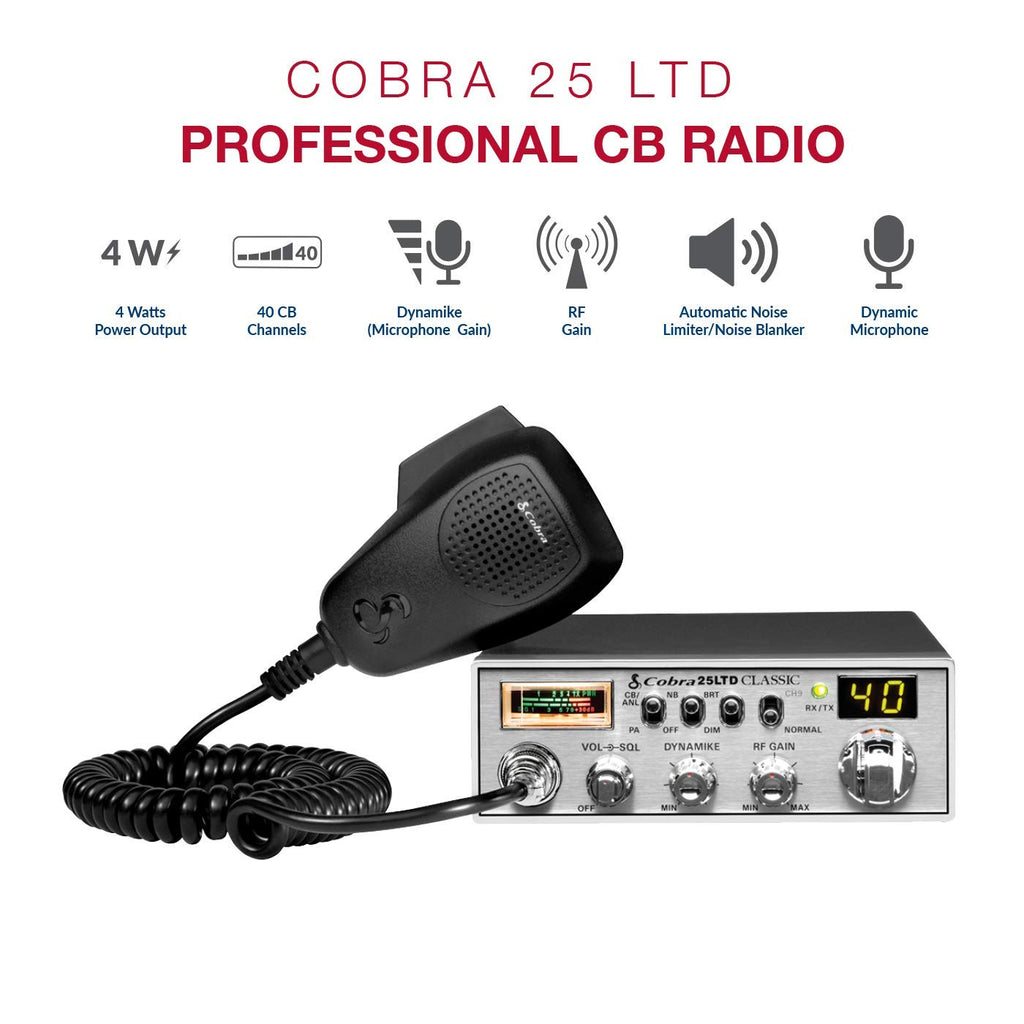 Cobra 29NW Classic Professional CB Radio - Emergency Radio, Travel Essentials, Instant Channel 9/19, Full 40 Channels, SWR Calibration and Nightwatch Illumination Display