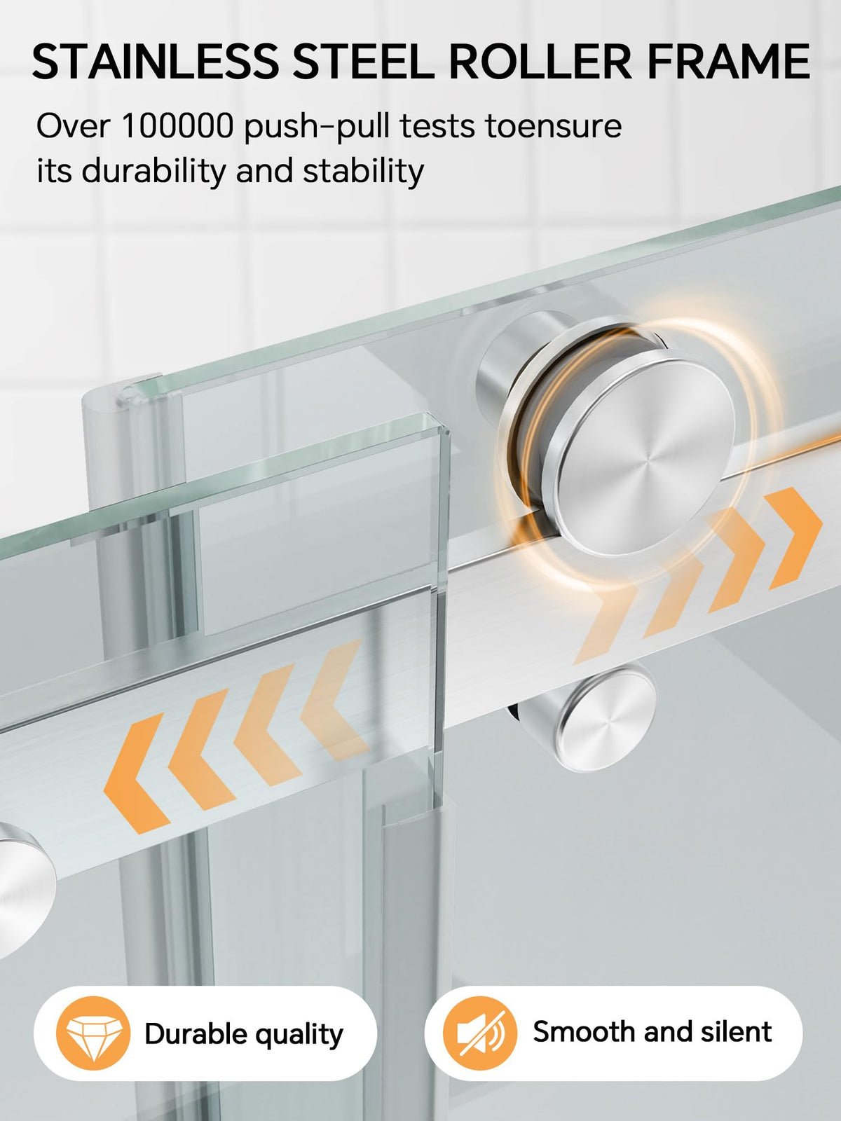 Frameless Bathtub Shower Door 56-60" W x 57" H, Brushed Nickel