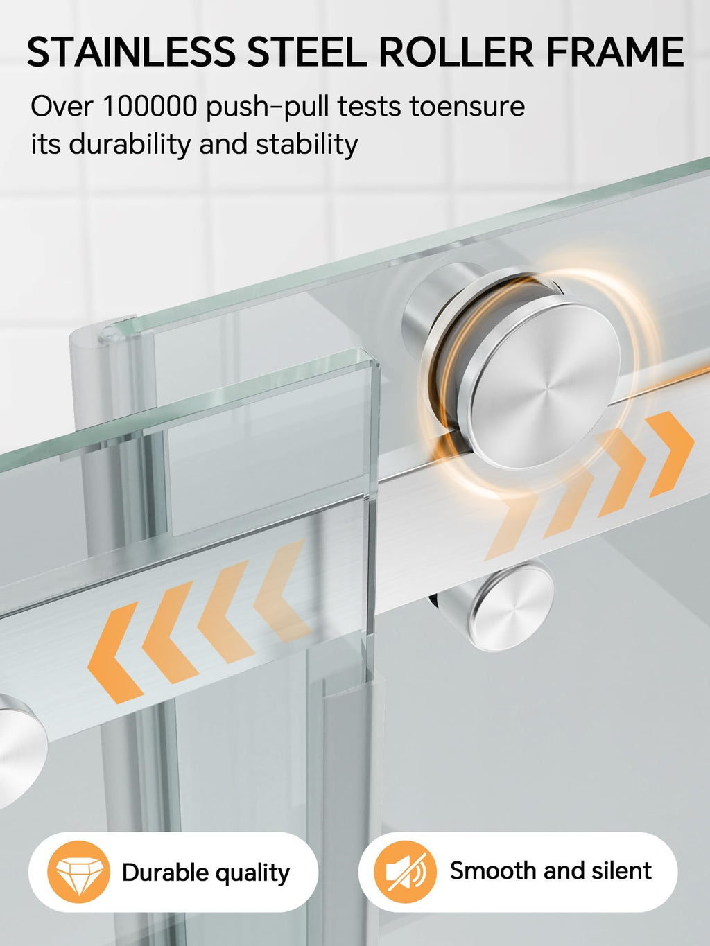 Frameless Bathtub Shower Door 56-60" W x 57" H, Brushed Nickel