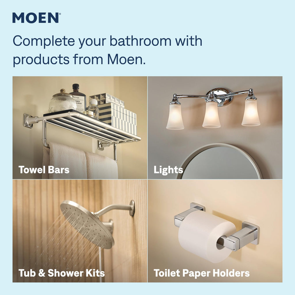 Moen 84022BL Ronan 2-Handle Centerset Bath Faucet w/Drain, Matte Black