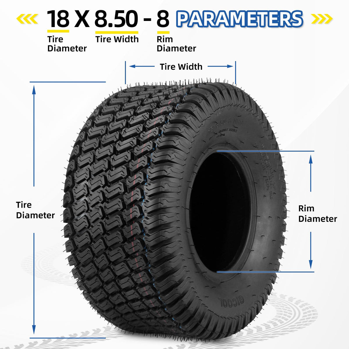 GICOOL 20x12.00-10 Tubeless Lawn Mower Tire for Riding Mower Tractor, 4Ply