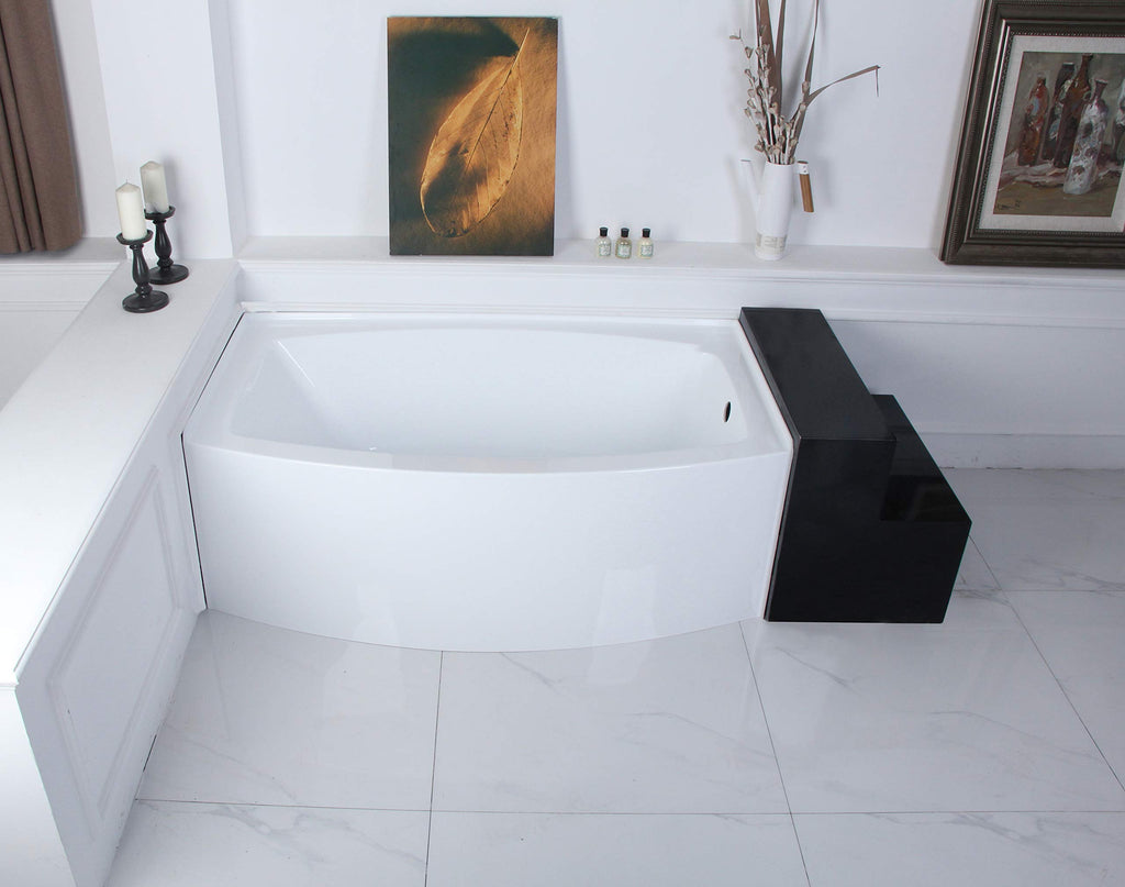 Aqua Eden VTAP603222R 60-Inch Acrylic 3-Wall Alcove Tub with Right Hand Drain Hole, White