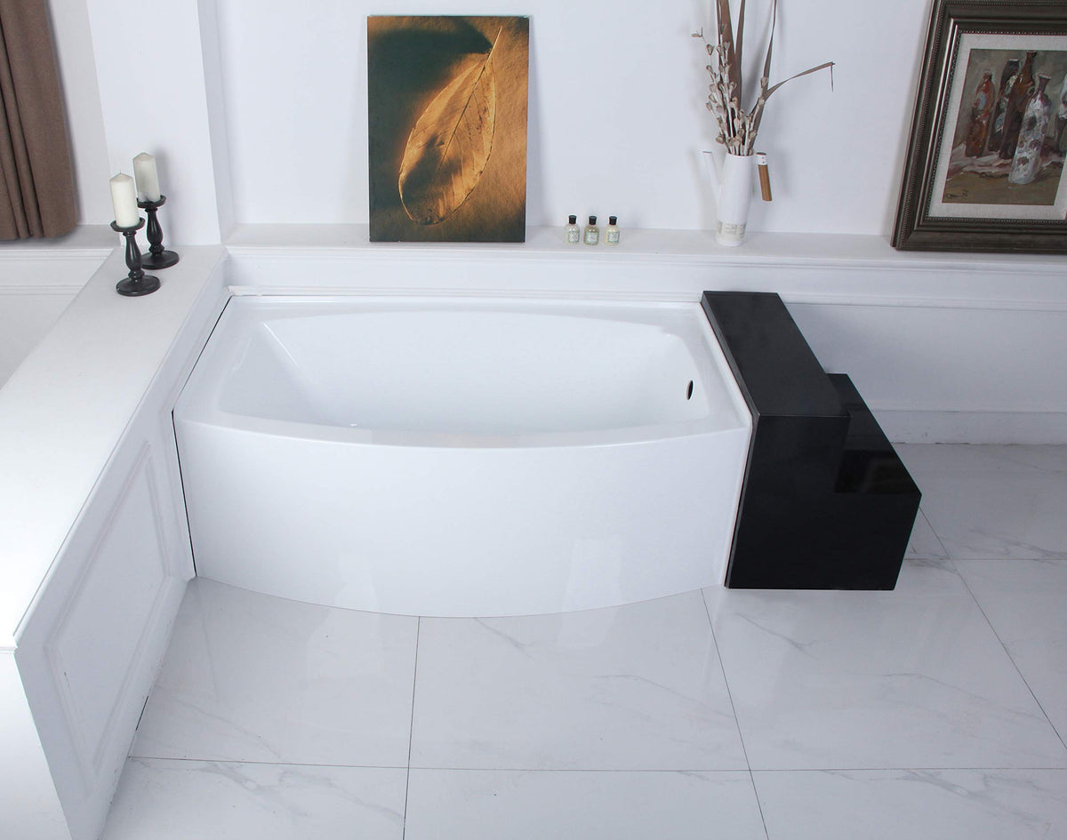Aqua Eden VTAP603222R 60-Inch Acrylic 3-Wall Alcove Tub with Right Hand Drain Hole, White