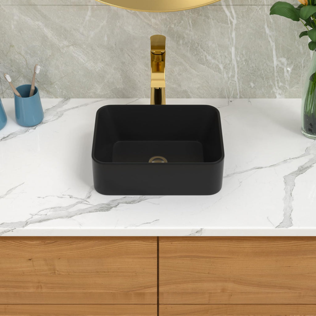 Bathroom Vessel Sink 19"x15" Rectangle Sink Above Counter White Porcelain Ceramic Modern Vanity Sink Art Basin with Faucet Hole
