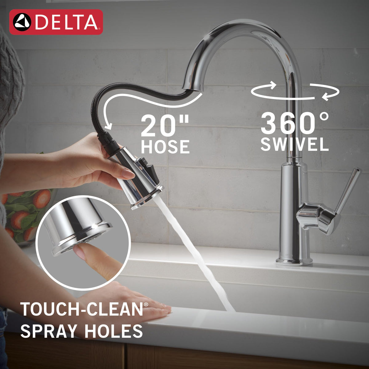 Delta Finnridge Brushed Gold Kitchen Faucet with Pull Down Sprayer, High Pressure ProClean Spray Modern Single Hole Kitchen Sink Faucet, Champagne Bronze 19730LF-CZ