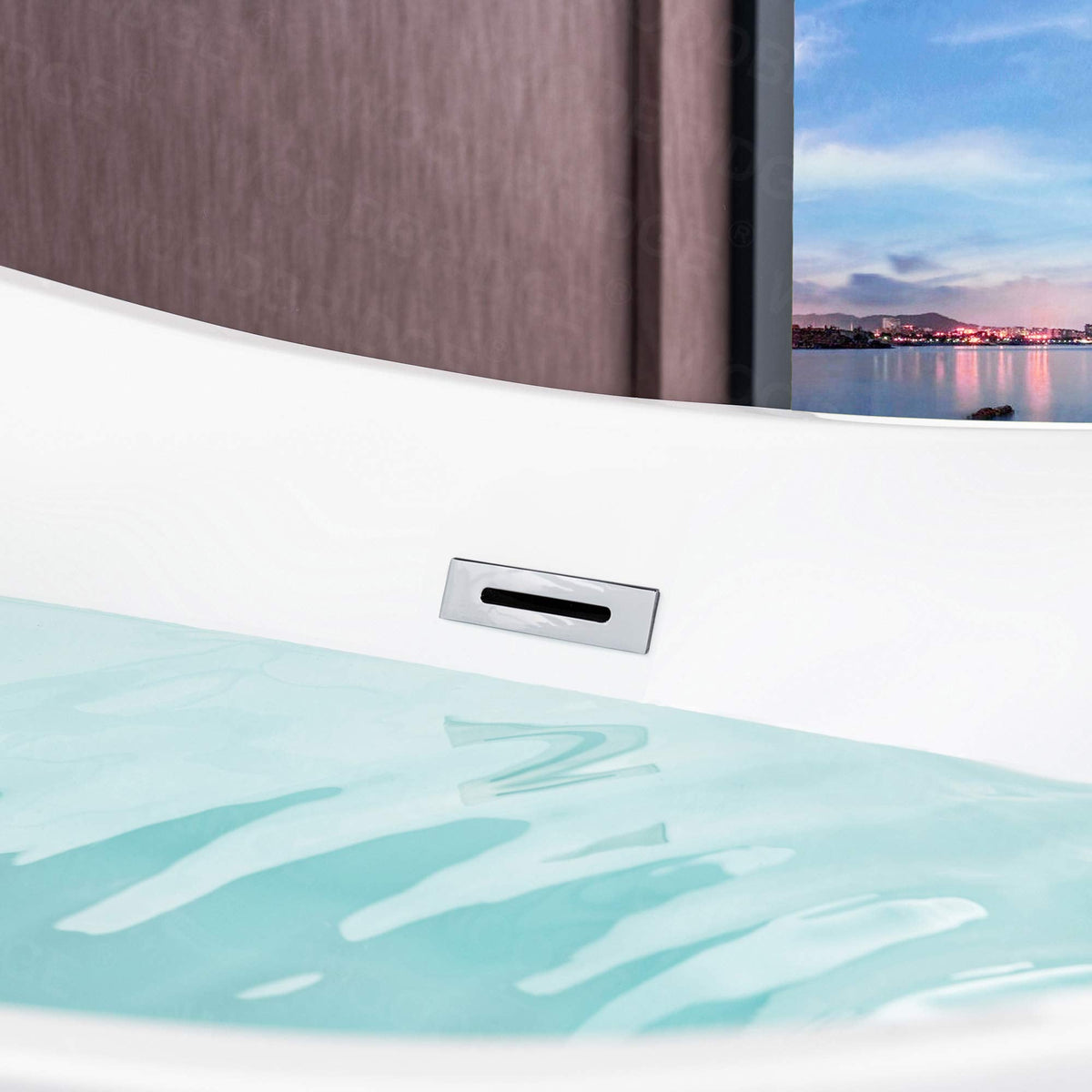 WOODBRIDGE 71" Acrylic Freestanding Bathtub Contemporary Soaking Tub , White Acrylic ( Matte Black Drain/Overflow),B0017 MB Drain &O