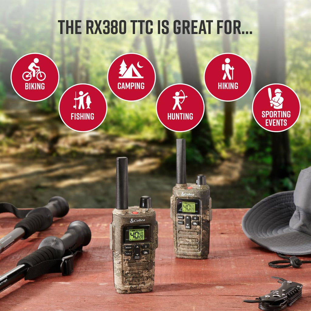 Cobra RX680 Walkie Talkies (2-Pack), IP54 Water Resistant Design