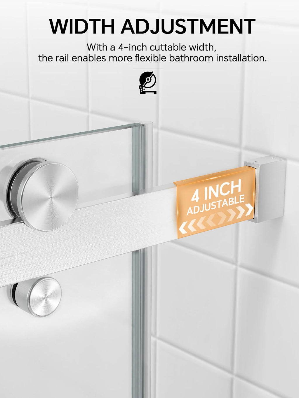 Frameless Bathtub Shower Door 56-60" W x 57" H, Brushed Nickel