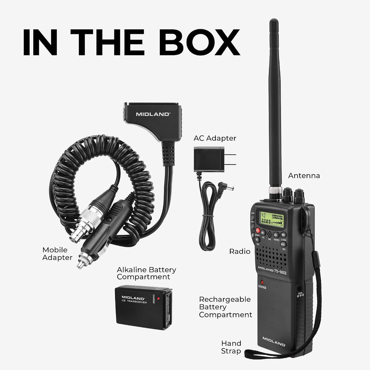 Midland 75-822 AM/FM Handheld CB Radio & Mobile CB Radio