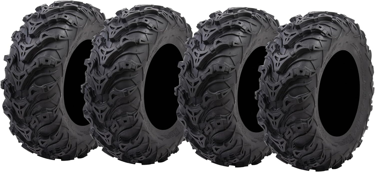 Tusk Mud Force ATV Tire Set ¨C 25x8-12 Front & 25x10-12 Rear ¨C Durable Off-Road Quad Tires Set of 4