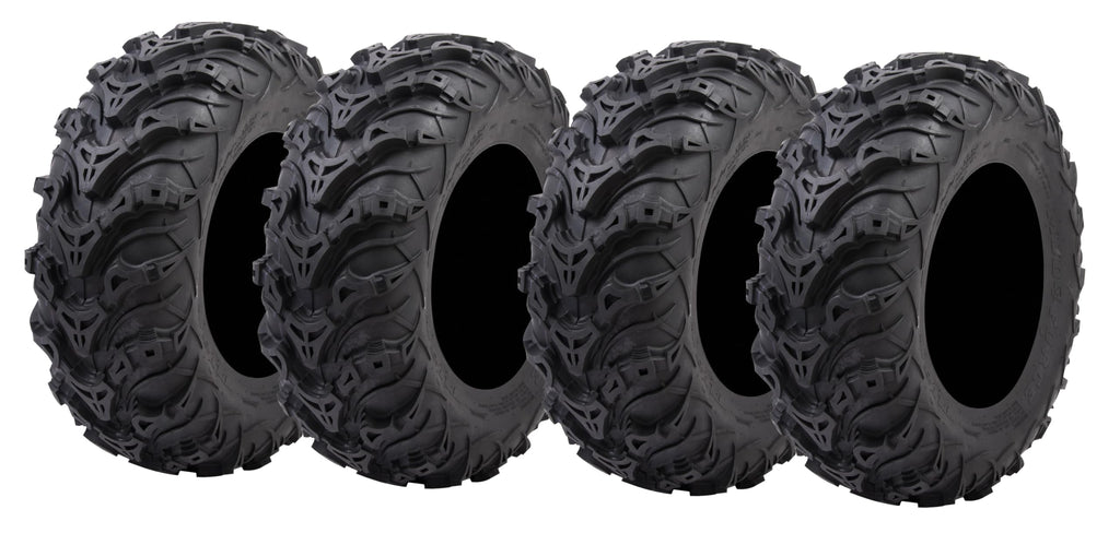 Tusk Mud Force ATV Tire Set ¨C 25x8-12 Front & 25x10-12 Rear ¨C Durable Off-Road Quad Tires Set of 4