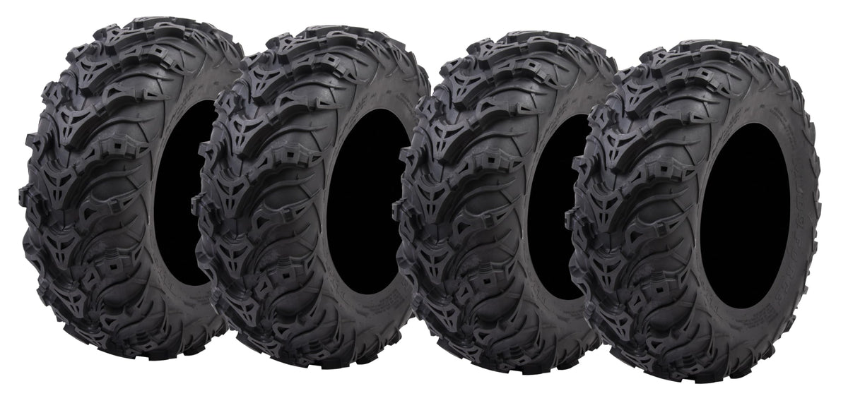 Tusk Mud Force ATV Tire Set ¨C 25x8-12 Front & 25x10-12 Rear ¨C Durable Off-Road Quad Tires Set of 4