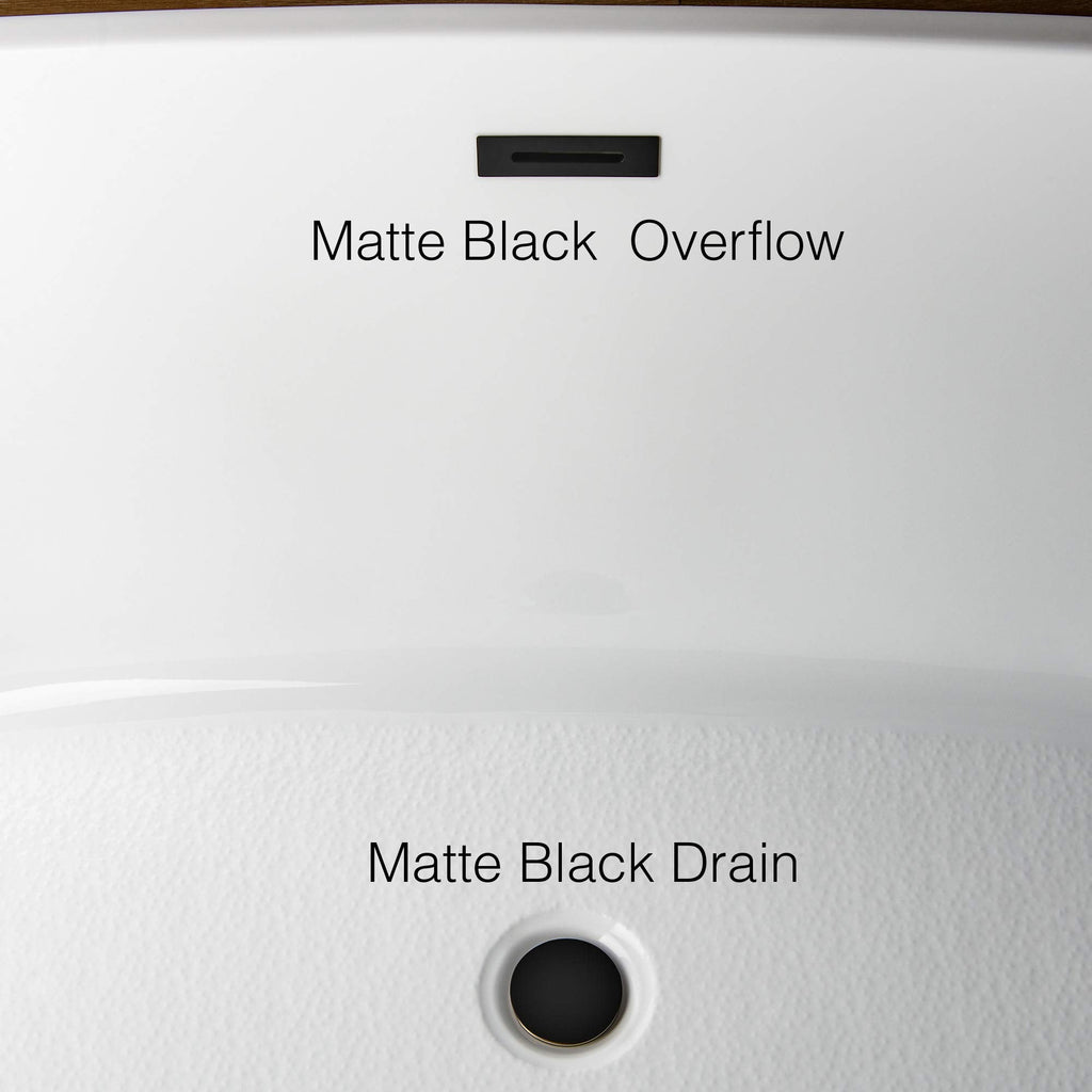 WOODBRIDGE 59"Freestanding White Acylic Soaking Bathtub with Brushed Nickel Drain and Overflow,BTA1518 -B/N-Drain &O