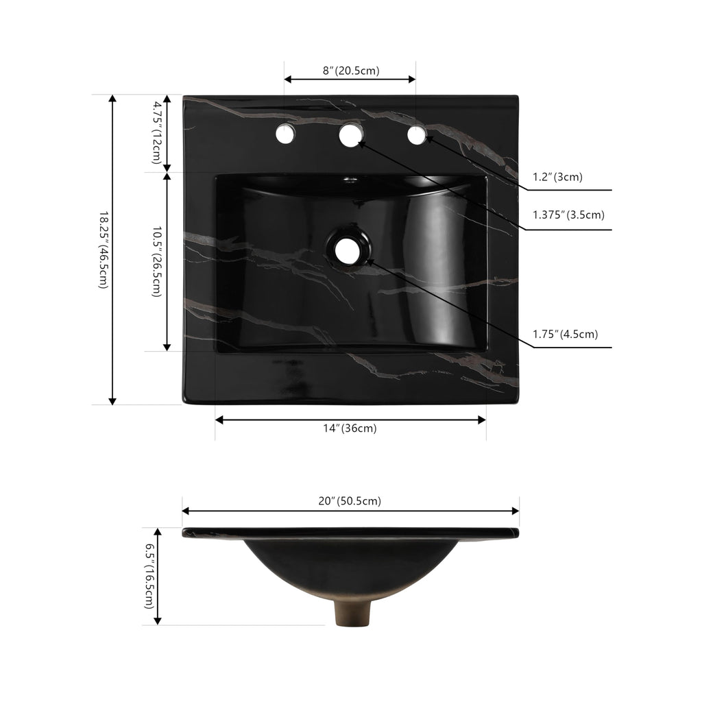 JONATHAN Y Ancillary 30" Bathroom 3-Hole Sink Top, White