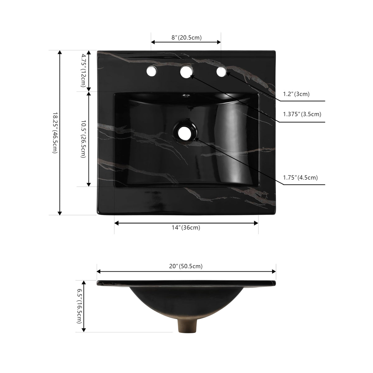 JONATHAN Y Ancillary 30" Bathroom 3-Hole Sink Top, White