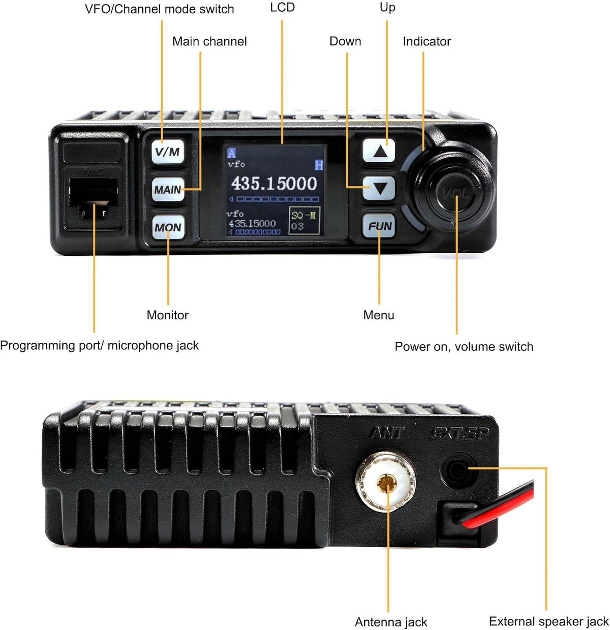 Mobile Ham Radio AT-779UV 20-Watt, Dual Band Mobile Radio w/Cable