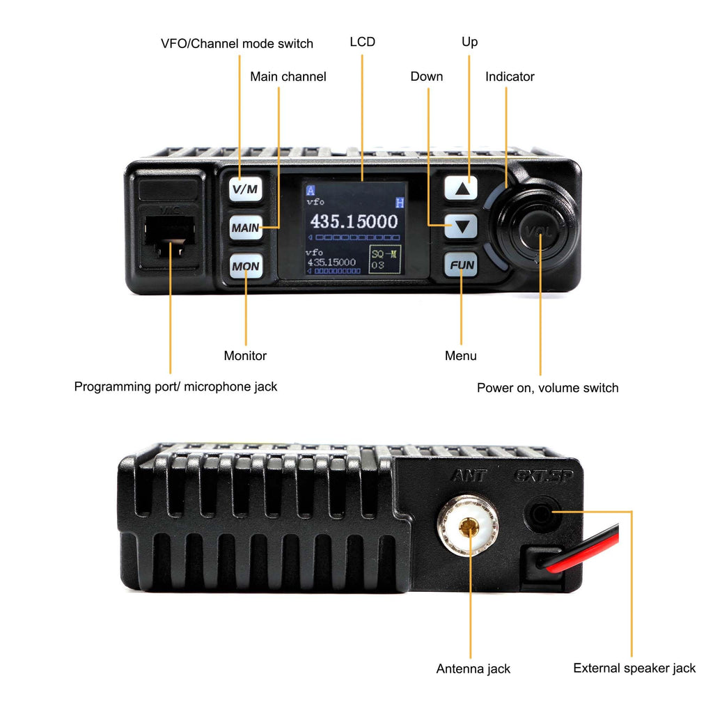 Mobile Ham Radio AT-779UV 20-Watt, Dual Band Mobile Radio w/Cable