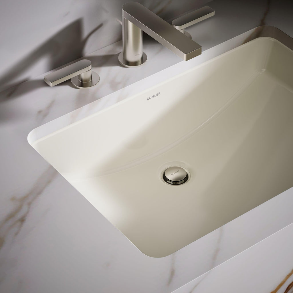 KOHLER 2215-0 Ladena Rectangular Undermount Bathroom Sink Vanity With Curved Bottom, 23-1/4 L x 16-1/4 W, White Bathroom Sinks