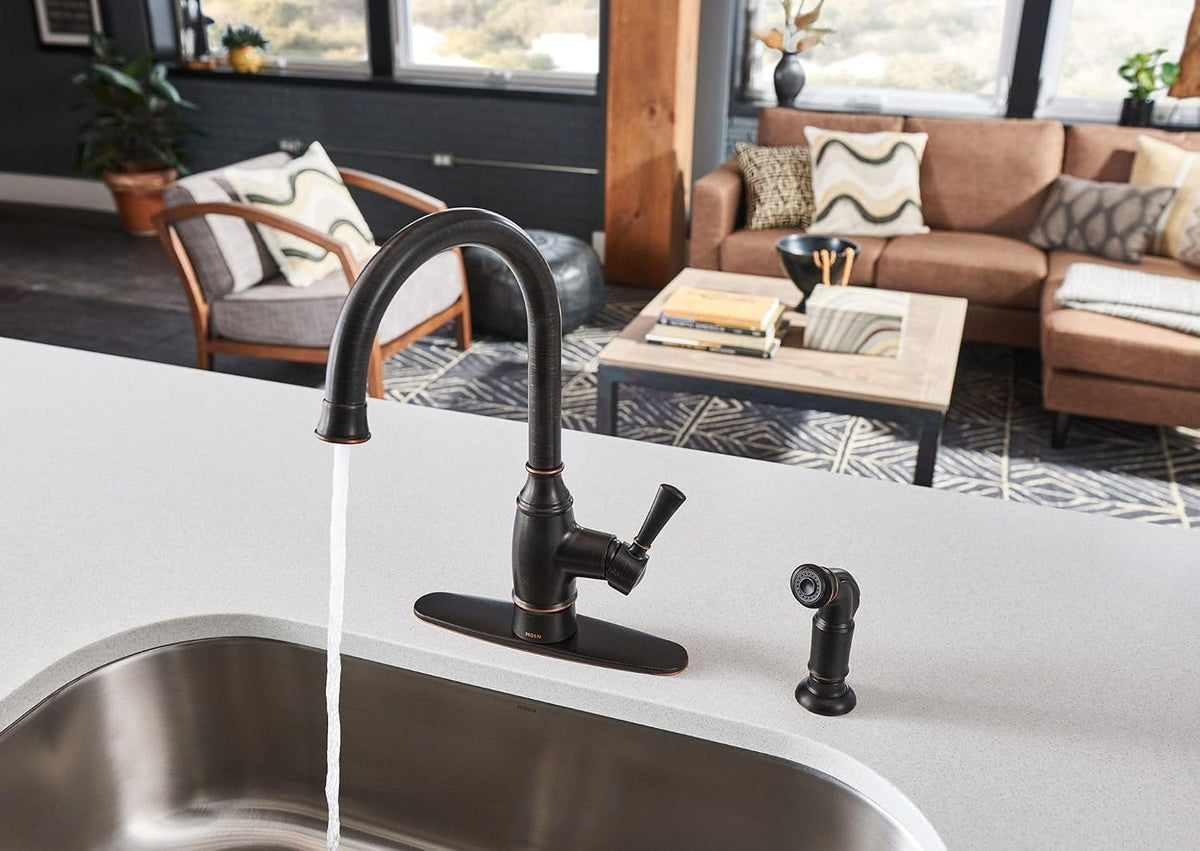 Moen Noell 1-Handle Kitchen Faucet with Side Sprayer, 87506BRB