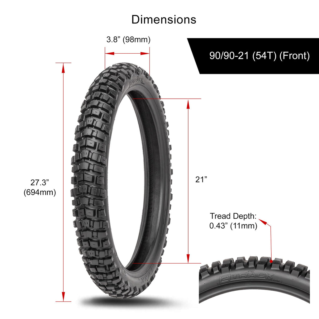 Tusk 2Track Adventure Motorcycle Tire Set ¨C 90/90-21 Front & 130/80-17 Rear ¨C Dual-Sport Off-Road Tires