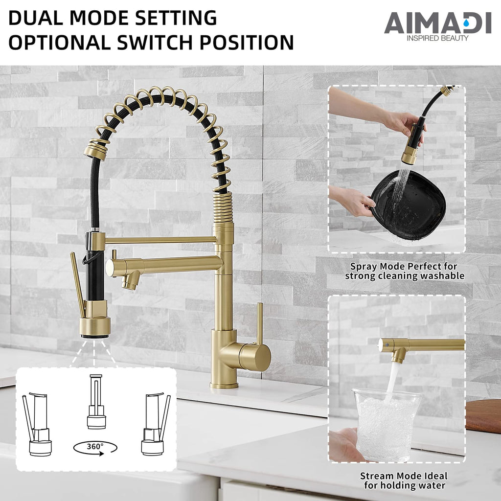 AIMADI Contemporary Kitchen Sink Faucet,Brushed Nickel Stainless Steel