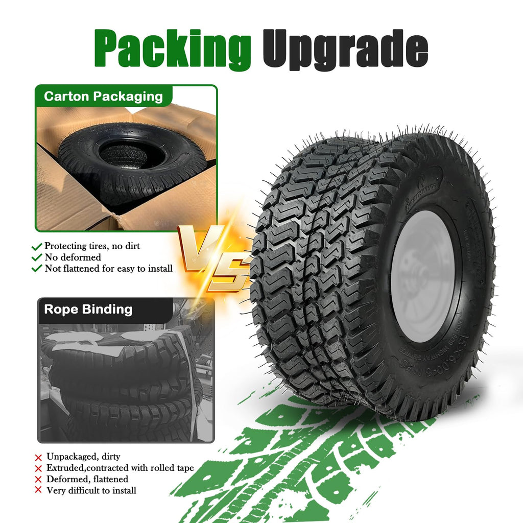 TRIPOWER 24x9.50-12 Lawn Mower Tire, 1 Pack Single Replacement Tire, 4PR Tubeless Turf Tire for Riding Mowers and Garden Tractors, Tire Only, Rim Not Included