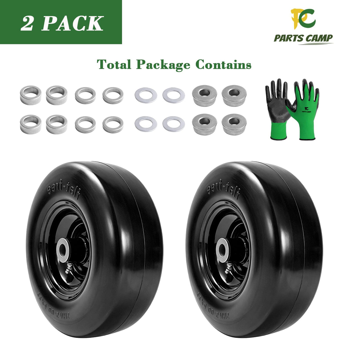 Parts Camp (2 Pack) 13x6.50-6 Lawn Mower Tires Flat Free Solid Tire