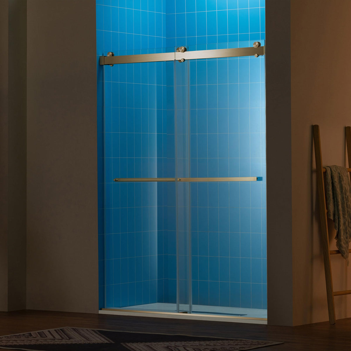 Woodbridge 56-60" W x 62" H Frameless Bathtub Shower Door,Double Sliding Soft-Close Doors,3/8(10mm) Tempered Glass with Explosion Proof Film in Brushed Bronze Finish