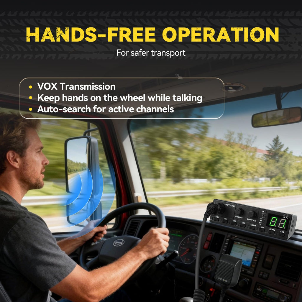 Retevis MB2 40-Channel AM/FM CB Radio Kit, CB Radio for Truck with Antenna