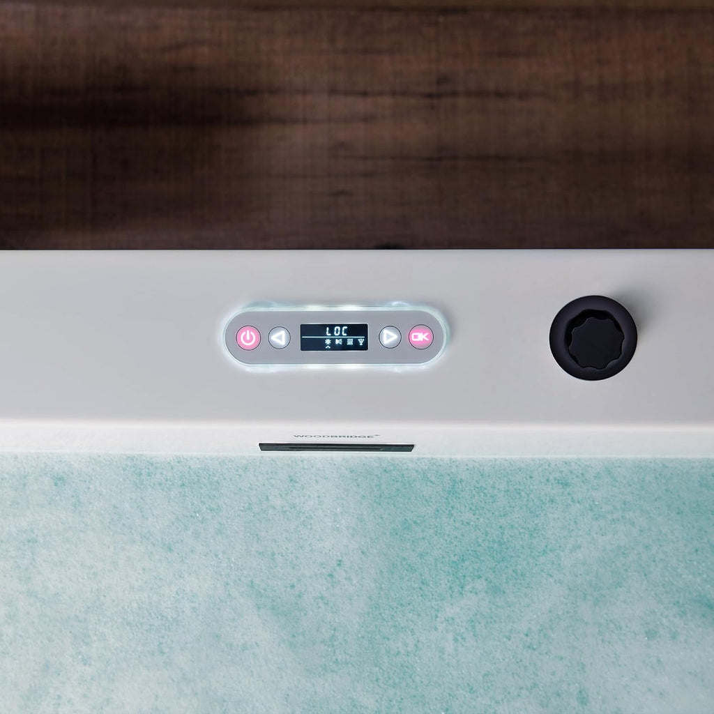 WOODBRIDGE 59" Ã 31-1/2" Compact Whirlpool & Air, Heated Soaking Bathtub