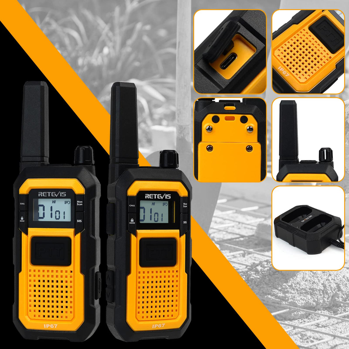 Retevis RB48 Military-Standard & IP67 Waterproof Walkie Talkies Long Range
