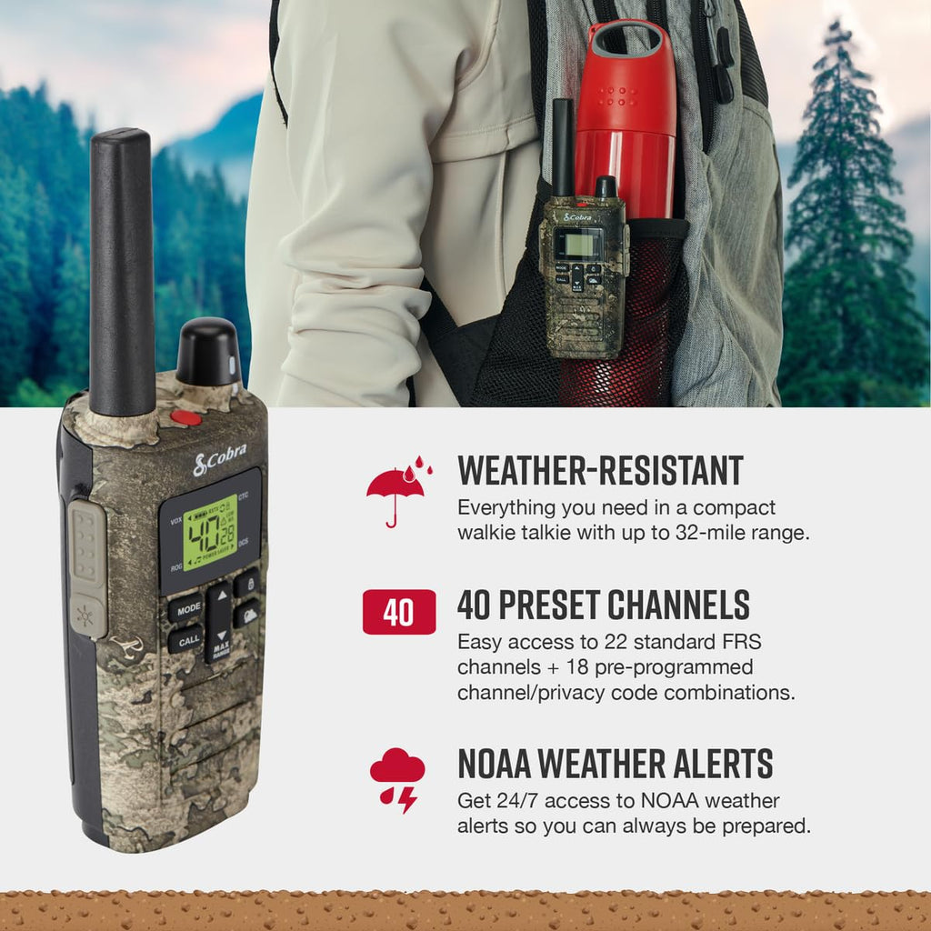 Cobra RX680 Walkie Talkies (2-Pack), IP54 Water Resistant Design