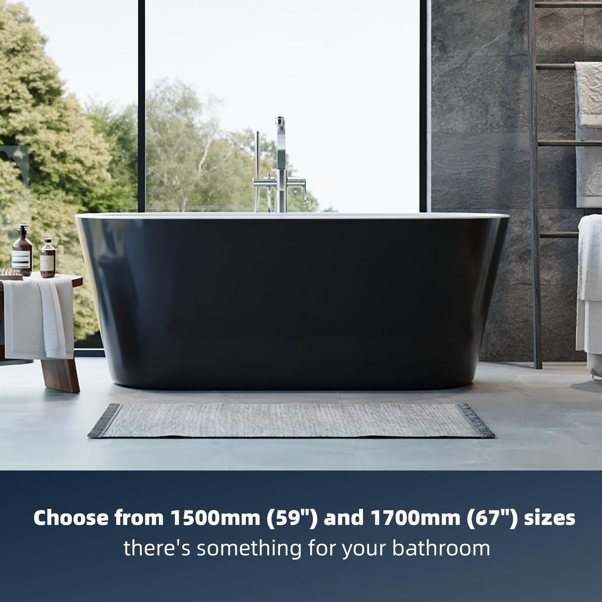 59" Acrylic Freestanding Bathtub, Modern Soaking Tub with Matte Drain and Overflow, Ergonomic Deep Design, Double-Walled Insulation, CUPC Certified, Easy Clean, Slip-Resistant, Gloss White