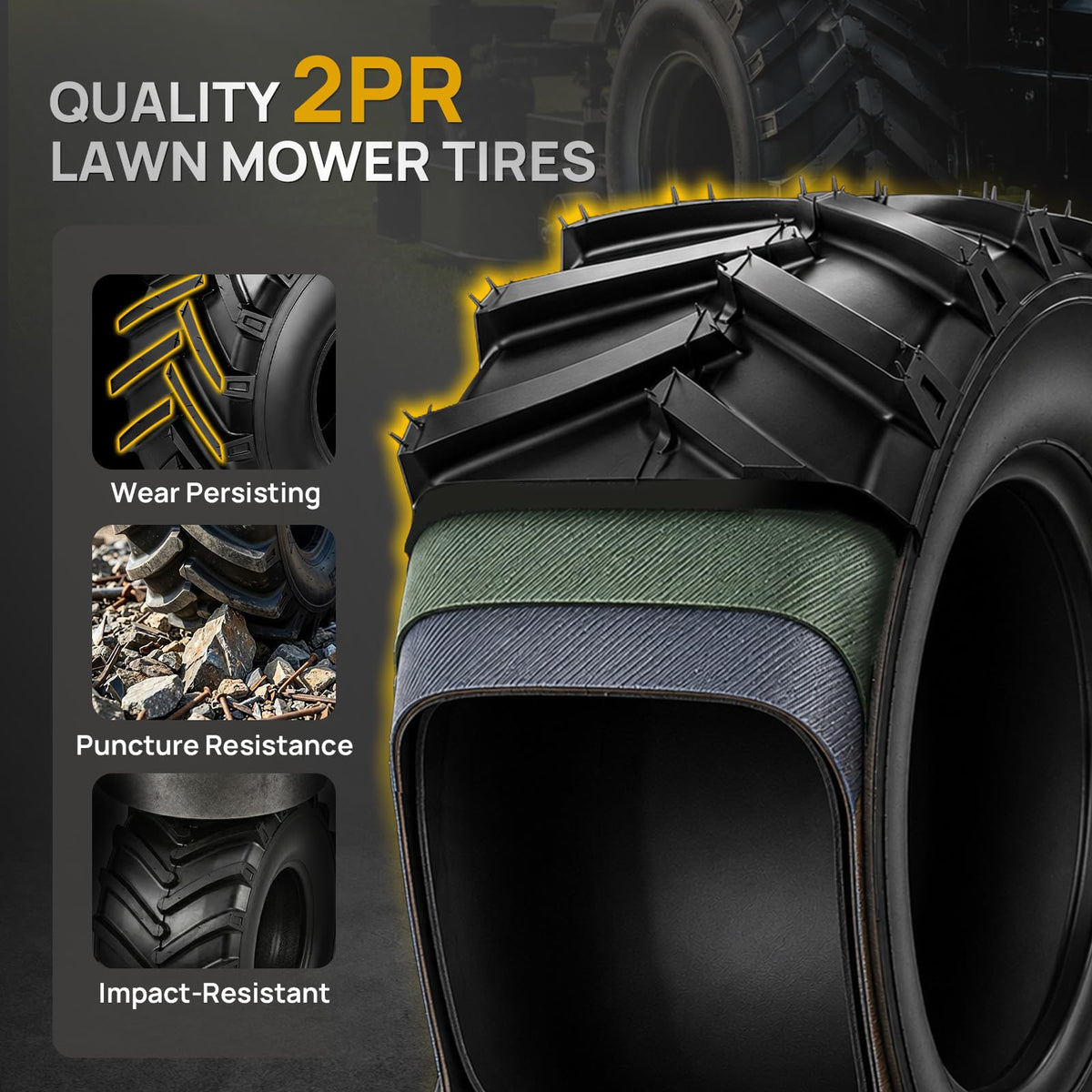 TUFFIOM 20x10.00-8 4PR Lawn Mower Tires Turf Tire Set of 2 for Garden Tractor Riding Lawnmower, Tubeless