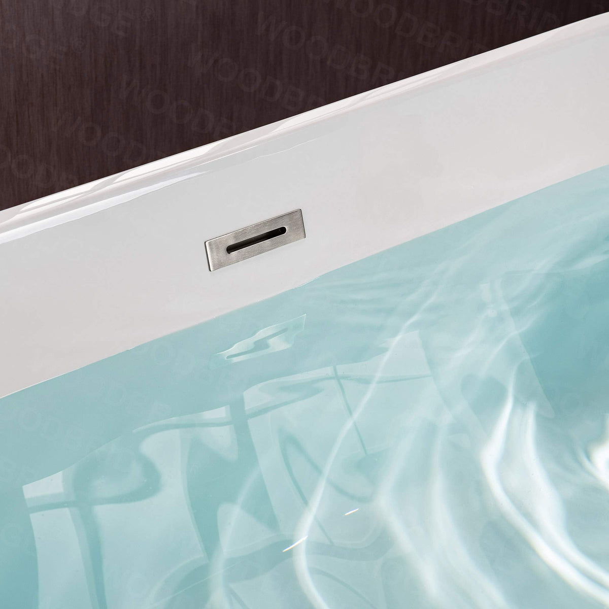 WOODBRIDGE 54" Acrylic Freestanding Bathtub Contemporary Soaking White Tub with Brushed Gold Overflow and Drainï¼BTA1702-BG