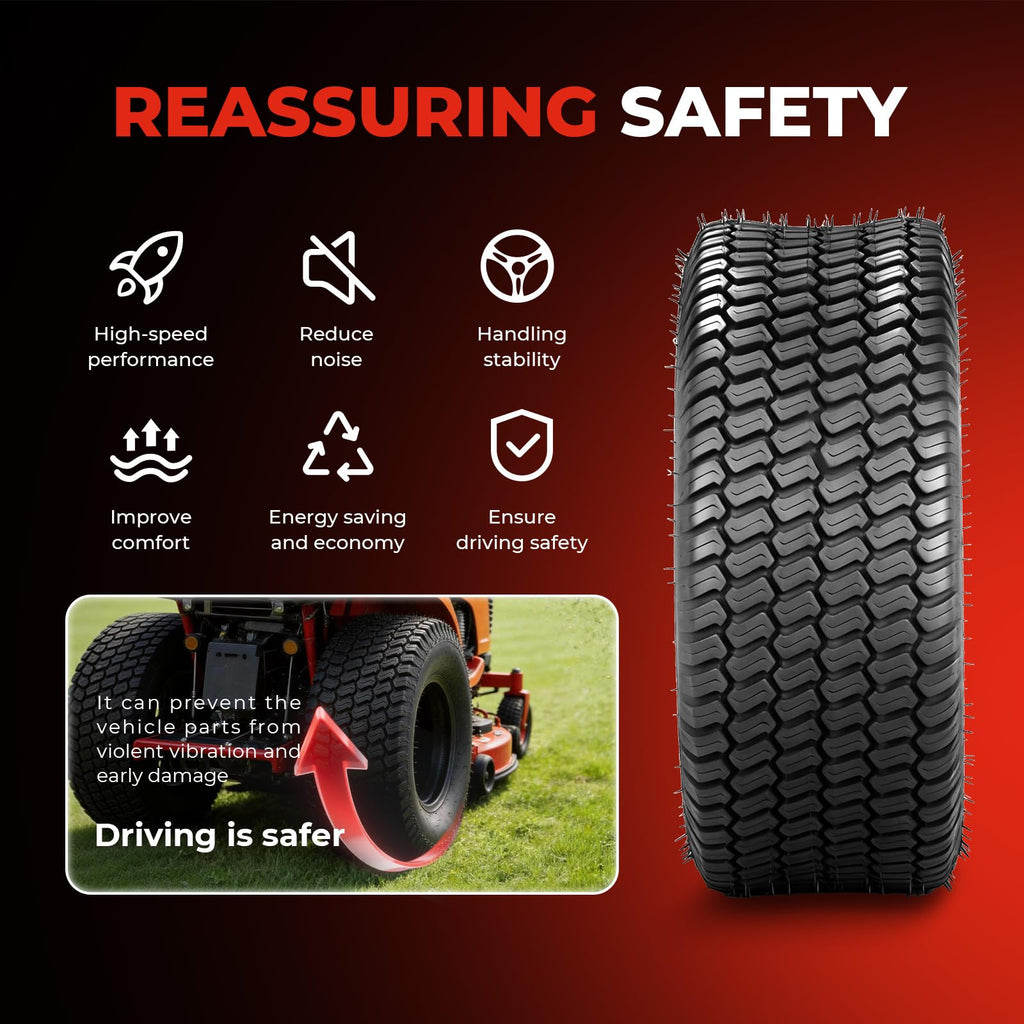 20x8.00-10 Lawn Mower Tires, 4 Ply Tubeless, Set of 2