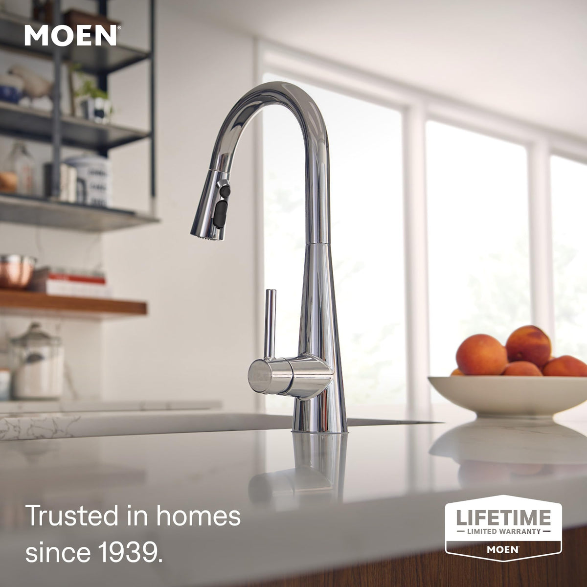 Moen Sleek Oil Rubbed Bronze One-Handle High Arc Kitchen Faucet with Pulldown Sprayer Featuring Power Boost for a Faster Clean, 7864ORB