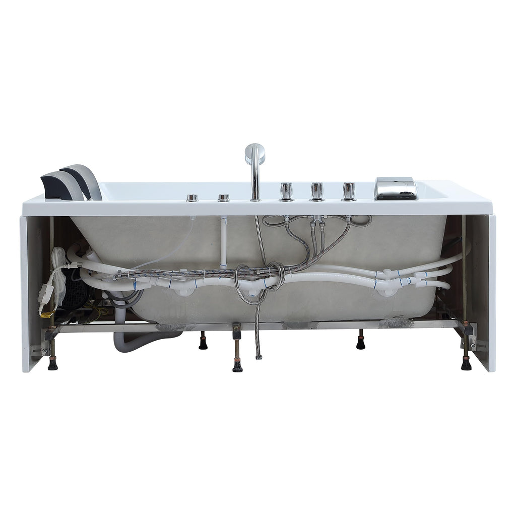 Empava Acrylic Whirlpool Bathtub, 71" Jetted Tub with Healing Chromotherapy