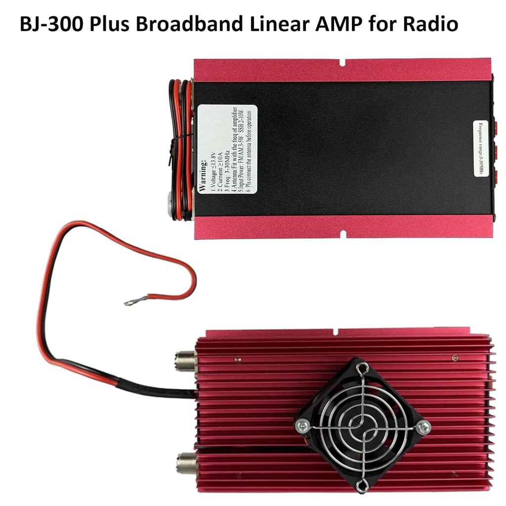 BJ-300 Plus Broadband Linear AMP for Radio, 13.8V, Supports AM/FM/SSB/CW, 100W FM/120W AM/150W SSB Output, with Cooling Fan & Polarity Protection