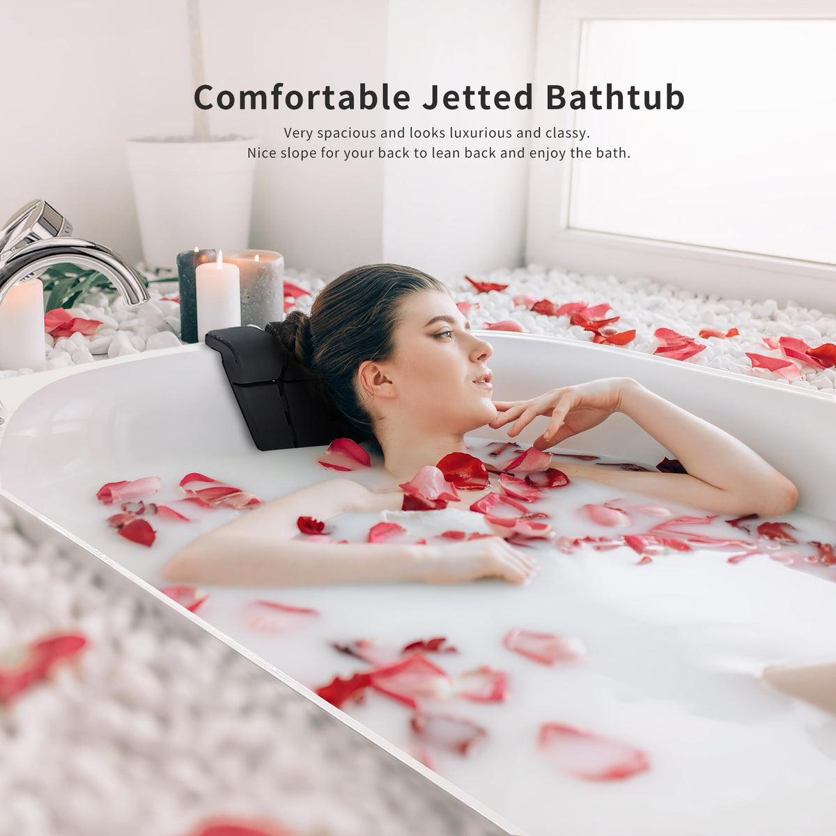 Empava 59" Corner Jetted Bathtub - 2 Person Whirlpool Tub with Heater