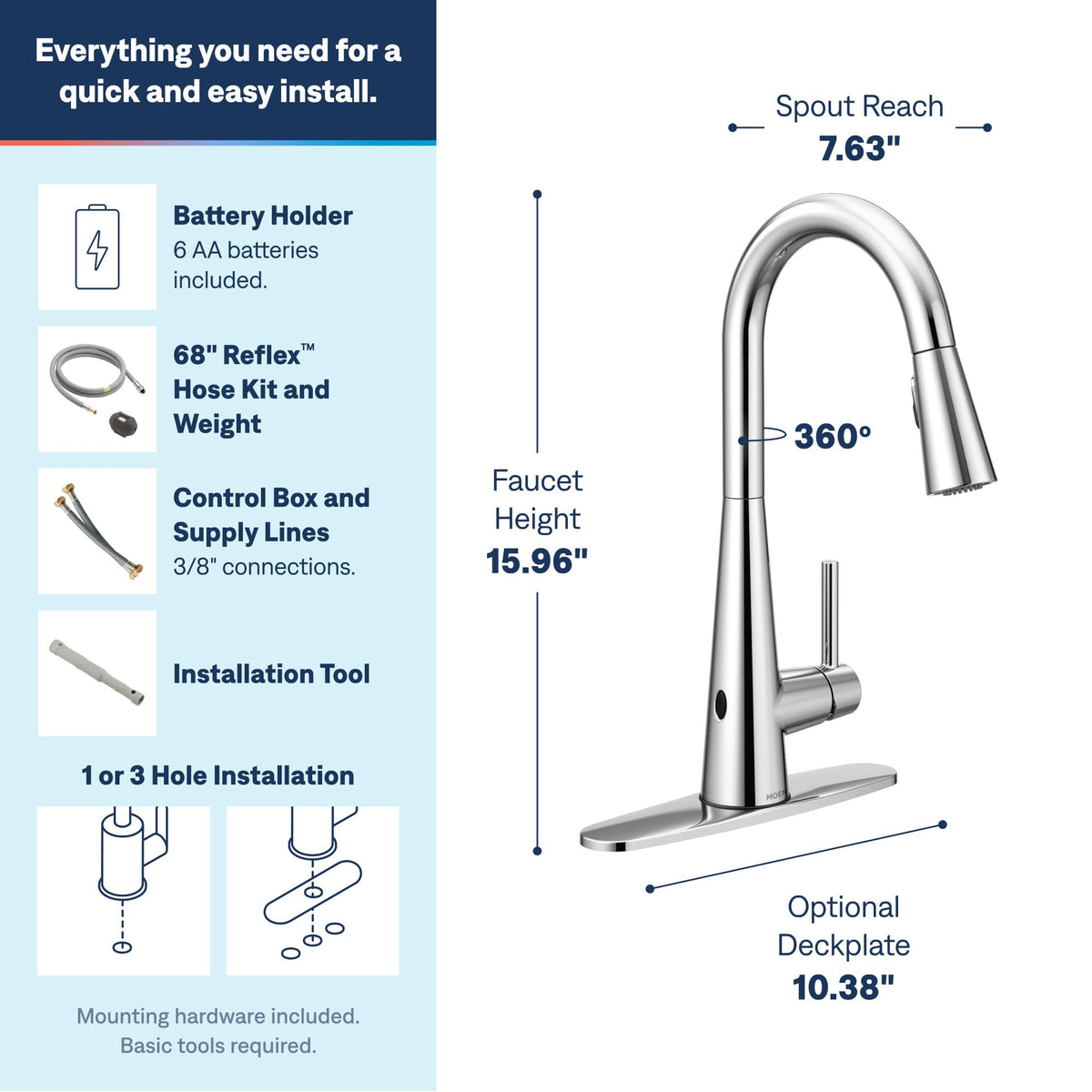 Moen Sleek Oil Rubbed Bronze One-Handle High Arc Kitchen Faucet with Pulldown Sprayer Featuring Power Boost for a Faster Clean, 7864ORB