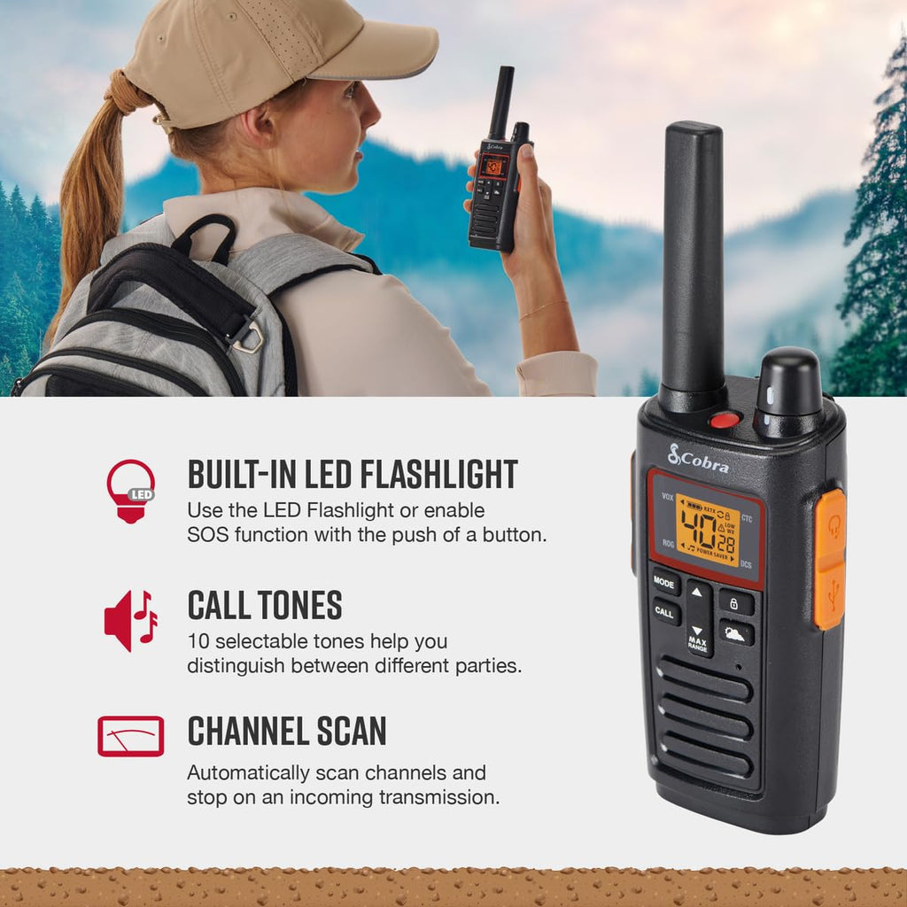 Cobra RX680 Walkie Talkies (2-Pack), IP54 Water Resistant Design