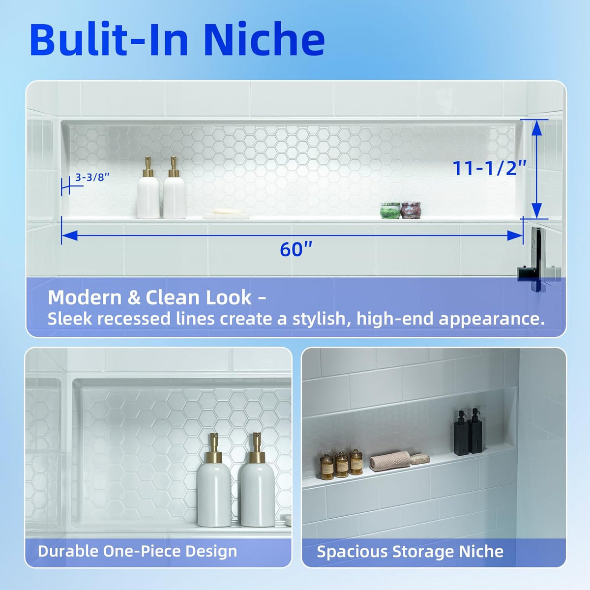WOODBRIDGE 60â x 32â Four-Piece Direct-to-Stud Alcove Tub Surround with Left-Drain Hole Soaking Bathtub Combo in White
