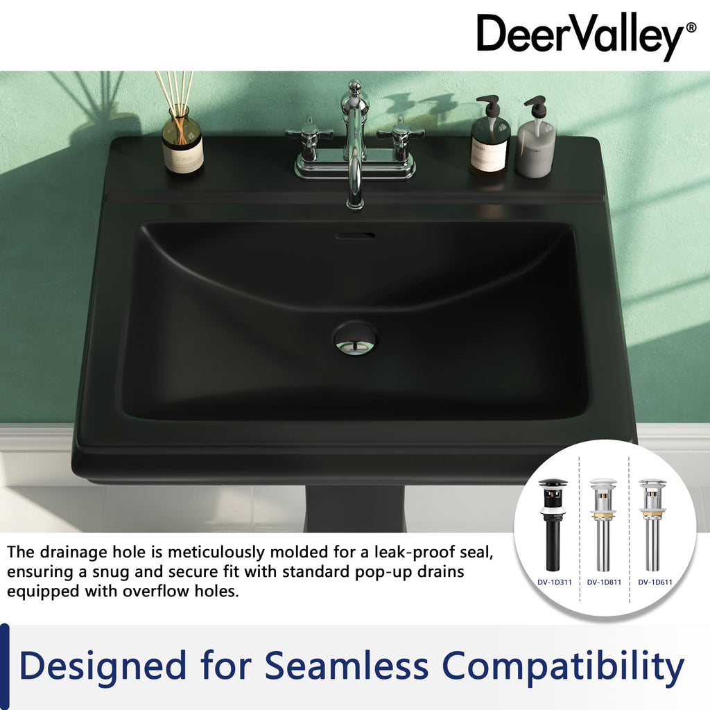 DeerValley Compact Bathroom Sink White 20"x17" Ceramic Sleek Basin DV-1P523