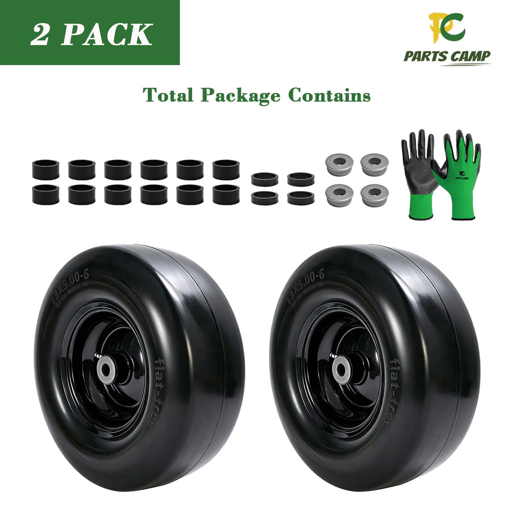 Parts Camp (2 Pack) 13x6.50-6 Lawn Mower Tires Flat Free Solid Tire