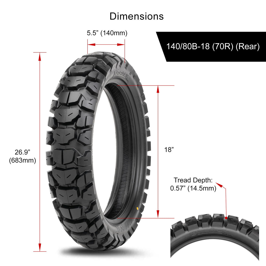 Tusk 2Track Adventure Motorcycle Tire Set ¨C 90/90-21 Front & 130/80-17 Rear ¨C Dual-Sport Off-Road Tires