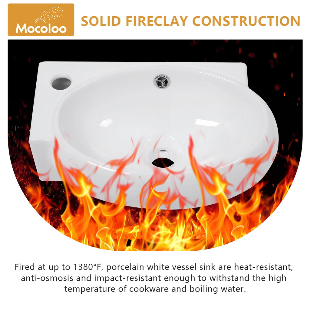 Mocoloo Bathroom Sink Undermount 22"x16" White Rectangle Porcelain Sink with Vertical Sides and Overflow Drain Under Counter Mount Ceramic Lavatory Vanity Sinks for Bathroom Interior Size 19 x 13