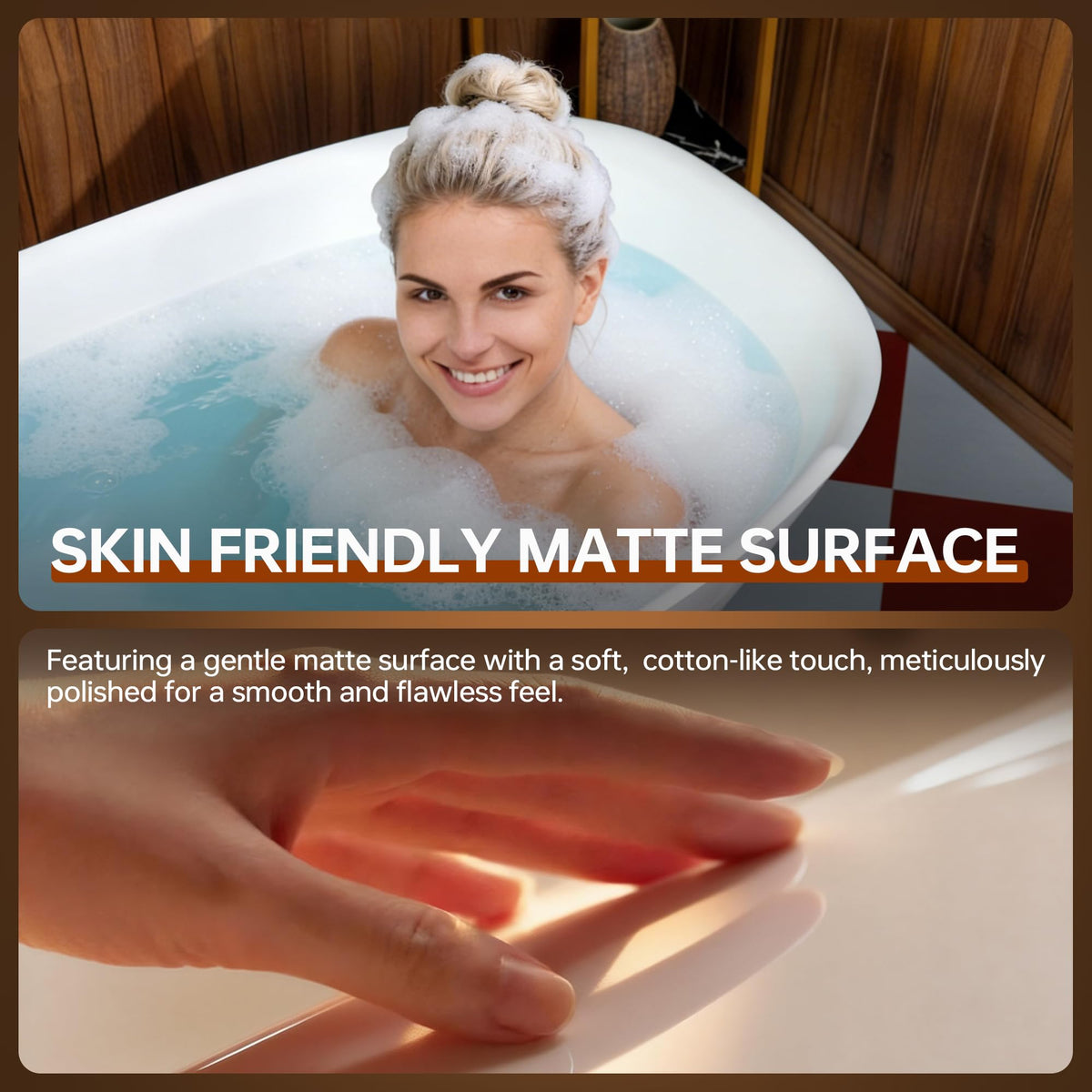 WOODBRIDGE 55 in. x 31.5 in. Stone Resin Luxury Contemporary Solid Surface Freestanding Bathtub in Matte White