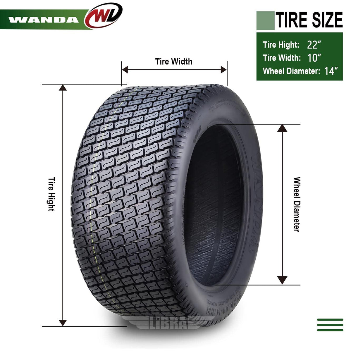 WANDA Set 2 23x10.5-12 Lawn Mower Cart Turf Tires P332 /4 ply - 13049